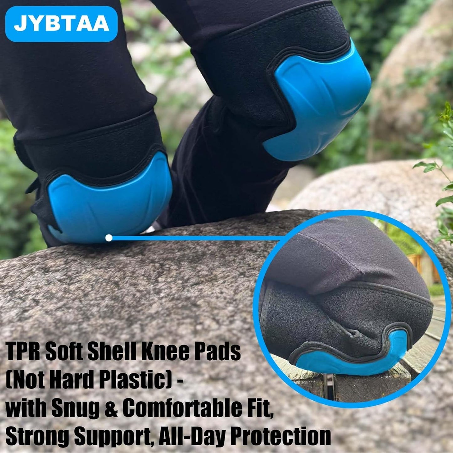 Working Knee Pads for Men & Women, Soft Shell Padded Knee Pad for Gardener Carpenter Construction Worker, Protect Your Knee Safety, Tough & Durable, Perfect for Warehouse Retail Work, Blue XL (1 Pair)