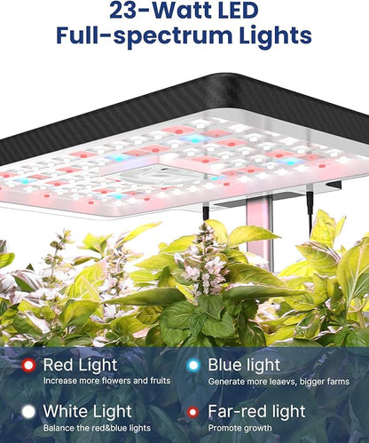 iDOO Hydroponics Growing System Kit 12Pods, Christmas Gifts for Women Mom, Herb Garden Indoor with LED Grow Light for Home, Built-in Fan, Auto-Timer, Adjustable Height Up to 11.3", 12Pods Kit-Black