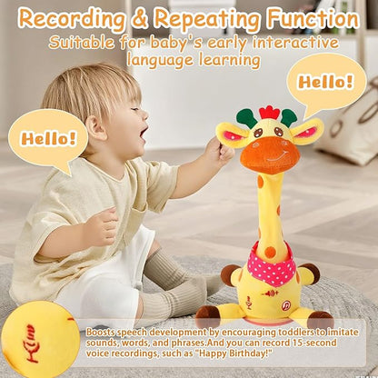 Dancing Talking Giraffe Toy, Singing Musical Giraffe Plush Tummy Time Toys with Volume Adjustment, 10 Children's Songs Light Up Toys, Repeating What You Say, Baby Toys for Boys Girls