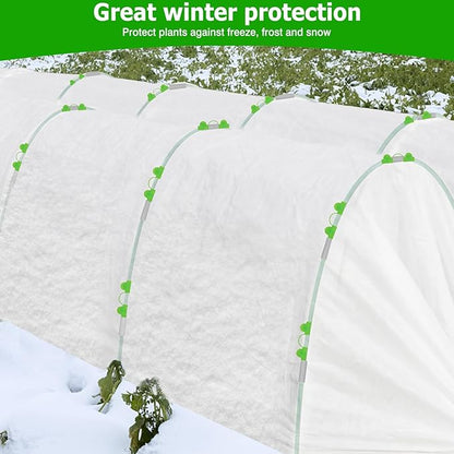 Plant Cover Freeze Protection 10x50ft Garden Hoops Kit for Winter, Fabric Floating Row Cover Frost Cloth Outdoor Plant Blanket for Frost Snow Protection, Greenhouse Garden Tunnel Hoops for Raised Beds