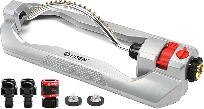 Eden 96215 Metal 2-Way Oscillating Sprinkler for Lawn and Garden w/Quick Connect Starter Set