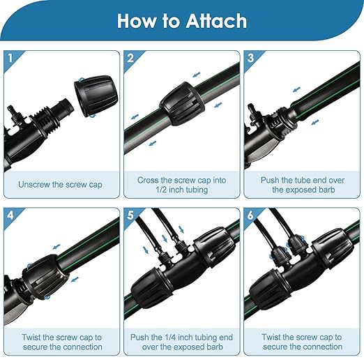 Drip Irrigation Fittings: 1/2 Inch Drip Tubing (1/2" ID x 0.65" OD) to 1/4 inch Irrigation Tubing Anti-Drop Locked Barbed Reducing Tee 4 Way for Gardening Landscape (Pack of 10)