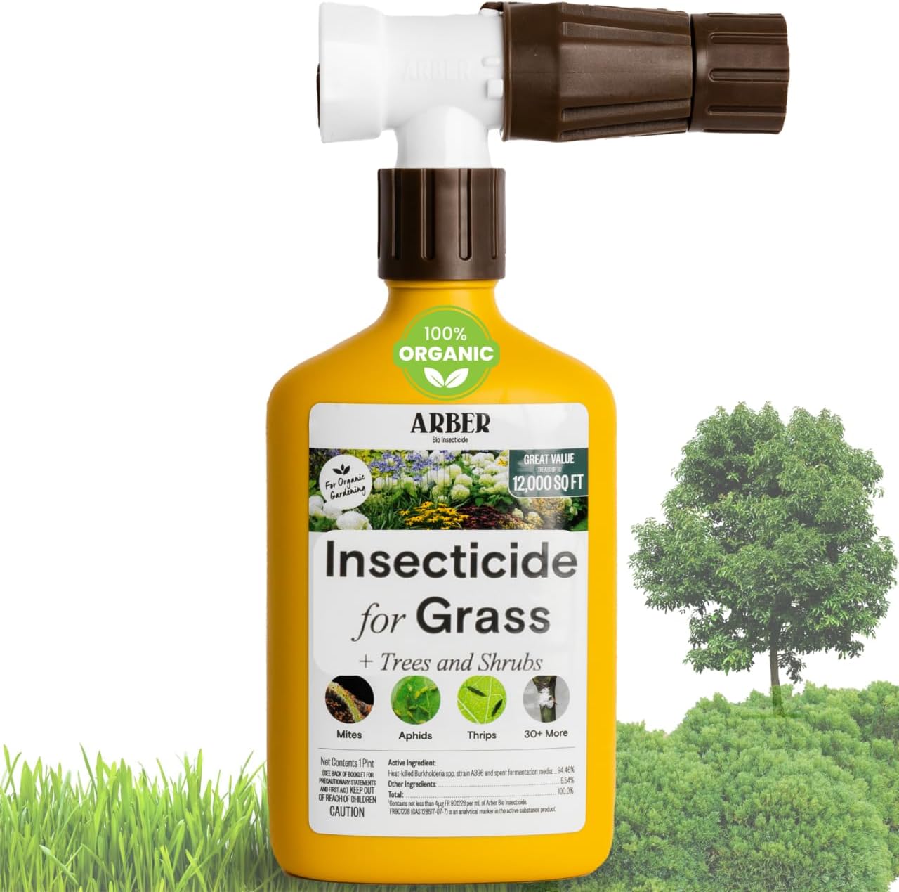 Organic Insecticide for Lawns, Trees & Shrubs – 16oz Ready-to-Spray – Lawn Insect Killer for Grubs, Armyworms & Beetles – Gentle on Grass, People & Pets – Outdoor Bug Spray for Lawn Yard Pest Control