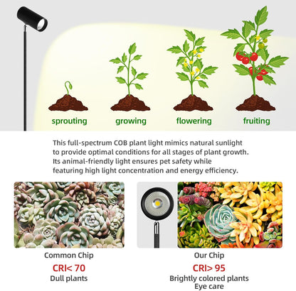 60W Dimmable Grow Light, Full Spectrum COB LED Dual-Head Floor Lamp with High CRI, 6/8/12H Timer, Adjustable Height (37"-77") & Angle – Standing Grow Lights for Indoor Plants (warm white 4000K)
