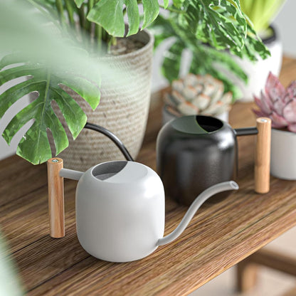 Green Moon Water Can Indoor Plant Black 1.2L/41oz with Long Spout Small Water Can Metal Watering Can Pot for Indoor House Plant Bonsai Outdoor Garden Flowers Decorative