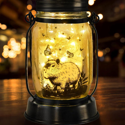 Capybara Gifts for Women/Men Capybara Solar Lanterns Mom Grandma Birthday Present Lantern Memorial Lights Solar Garden Decoration Outside for Yard, Patio,Backyard,Porch Torches