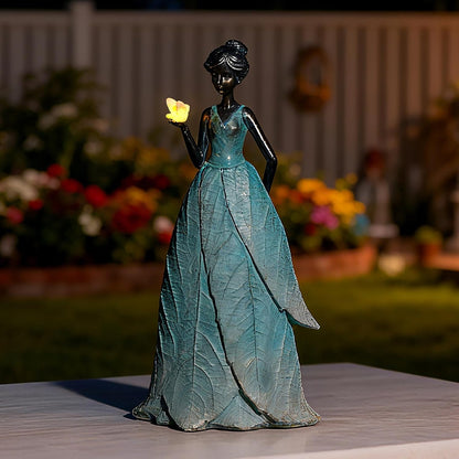 Solar Fairy Statue Collection Home Decoration - Leaf Angel Girls Resin Home Garden Decor for Outside or Inside Rustic Fairy Garden Outdoor Yard Figurines Gifts for Women