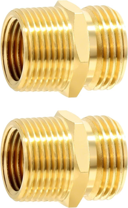 TAROSE 2 Pack Brass Garden Hose Adapter, Male to Male Hose Connector Adapter, GHT to NPT Adapter Hose Fitting,Brass Garden Hose to Pipe Fittings Connect