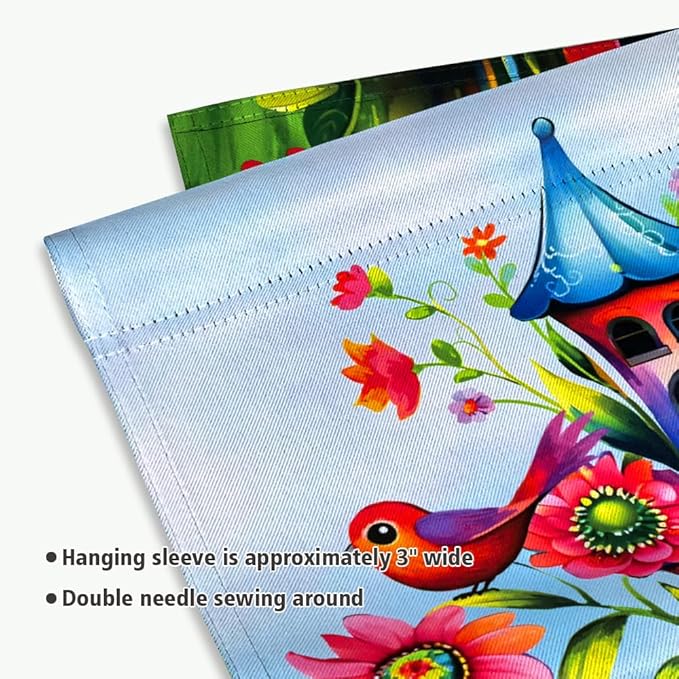 Whimsical Bird House Flags 28x40 Double Sided Welcome Large Garden Flag Holiday Yard Outdoor Decoration