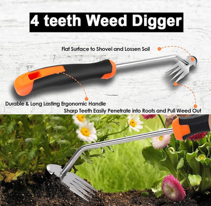 2025 Hand Weeder Tool, Rubber Handle Manual Weeder Puller Tool, Uprooting Weeding Tools, Crack Weeder Crevice, 4 Teeth Weeding Tool, Weeding Artifact Tool for Gardening(3 Pcs)