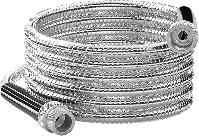 SPECILITE Stainless Steel Garden Water Hose 75 FT, Flexible and Lightweight Pipe, Non-Expandable Heavy Duty Metal Waterhose with Aluminium Fittings for Reel, Yard, Outdoor, Boat