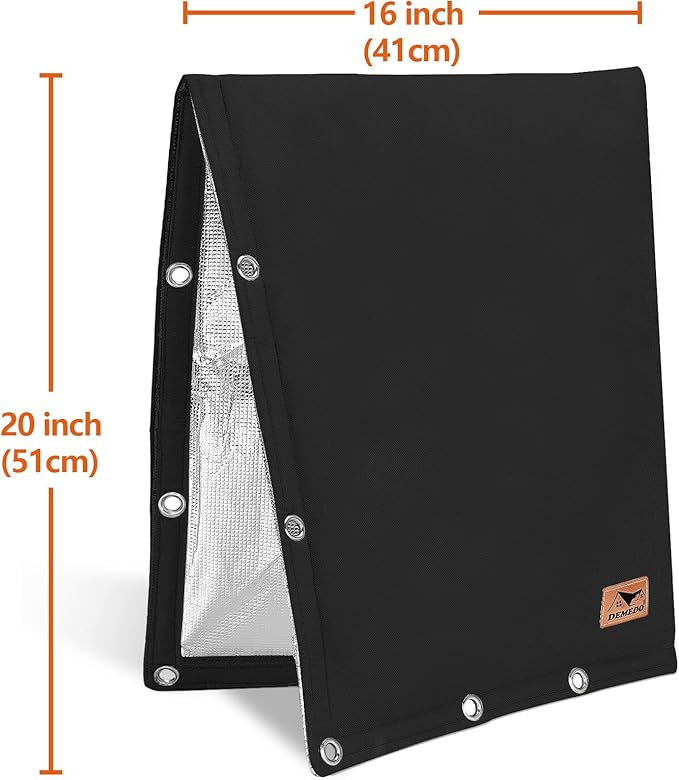 Backflow Preventer Insulation Cover - 2 Way Opening Pipe Insulation Cover for Irrigation Valve, Sprinkler Cover for Outside - Winter Freeze Protection Backflow Cover - 16" W x 20" H, Black