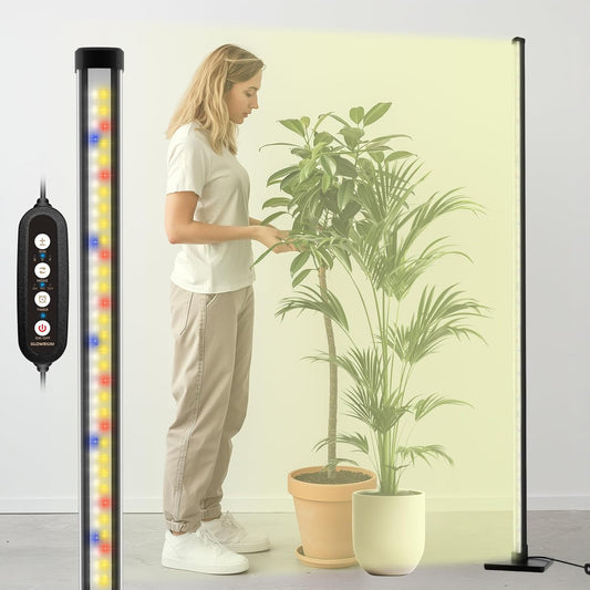 GLOWRIUM Grow Lights for Indoor Plants, 30W Vertical Plant Grow Lights with Auto-Timer, Full Spectrum LED Standing Plant Grow Light, 3 Light Modes, 6-Level Dimmable (45in)