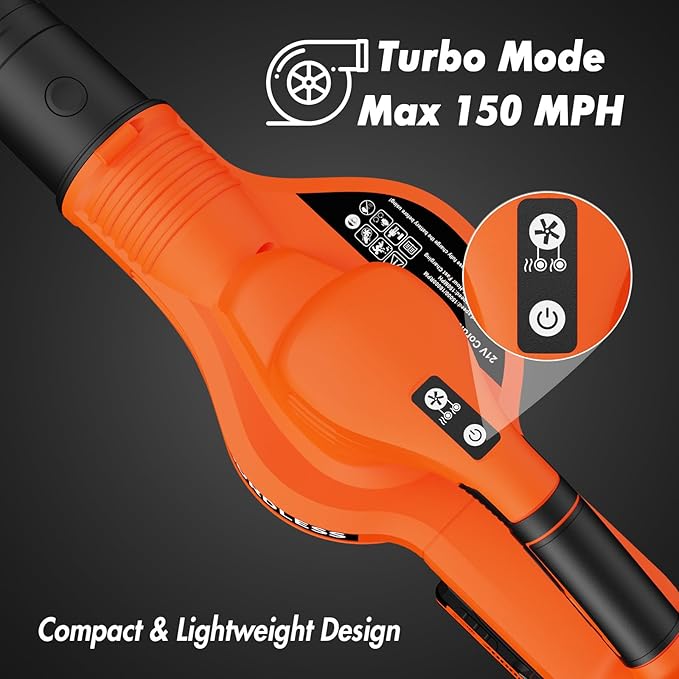 Leaf Blower Cordless - 21V Powerful Electric Leaf Blower with 2 Batteries and Charger, 2 Speed Modes, 2.0Ah Lightweight Battery Powered Leaf Blowers for Lawn Care, Patio, Dust, Blowing Leaves