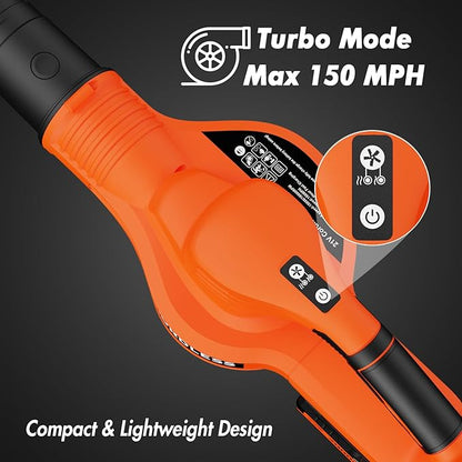Leaf Blower Cordless - 21V Powerful Electric Leaf Blower with 2 Batteries and Charger, 2 Speed Modes, 2.0Ah Lightweight Battery Powered Leaf Blowers for Lawn Care, Patio, Dust, Blowing Leaves