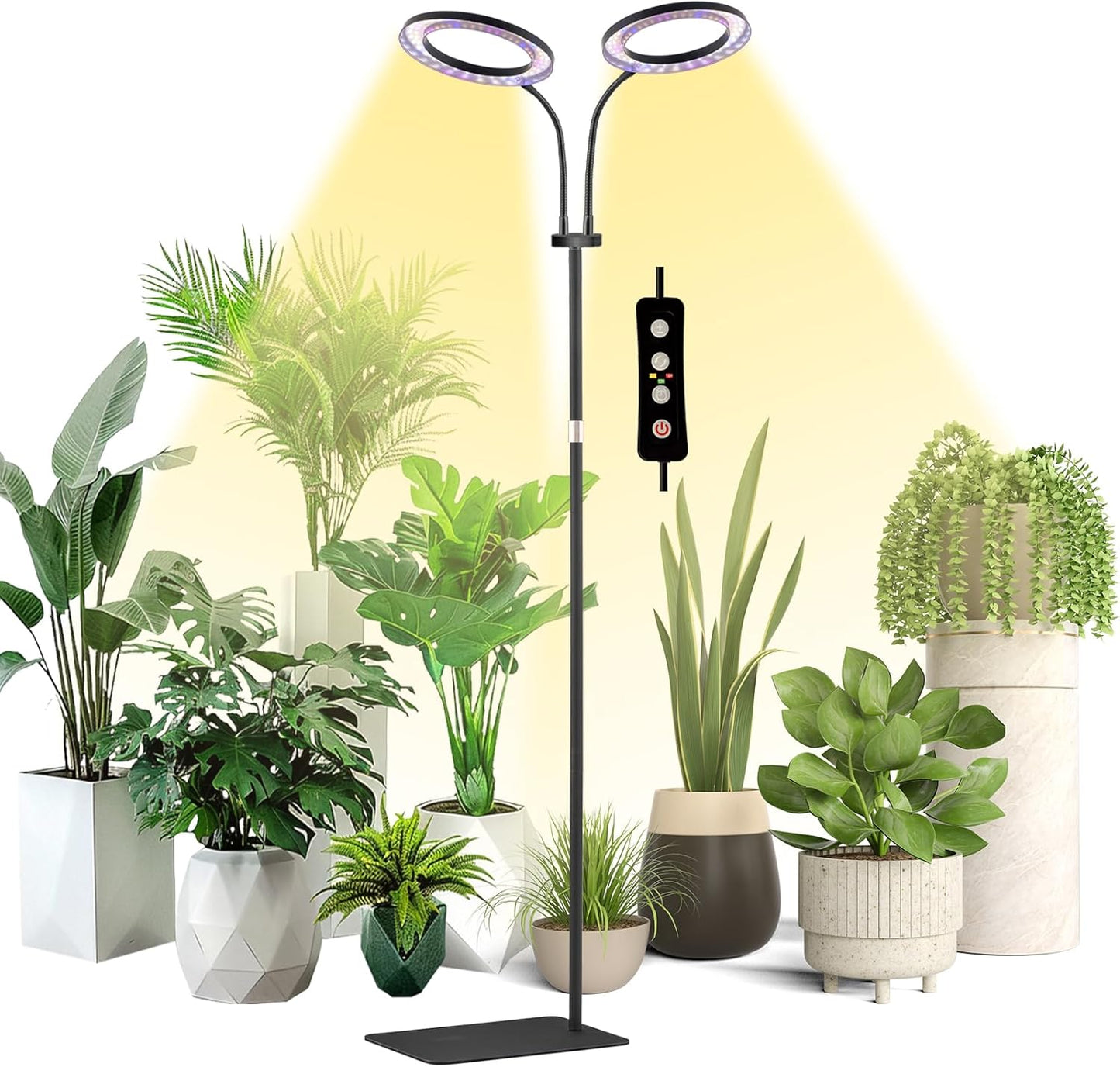 yadoker Desk Plant Grow Light for Indoor Plant, Dual-Head LED Grow Light,Height Adjustable,Automatic Timer with 8/12/16 Hours,10-Level Brightness,Ideal for Large Plant Grow