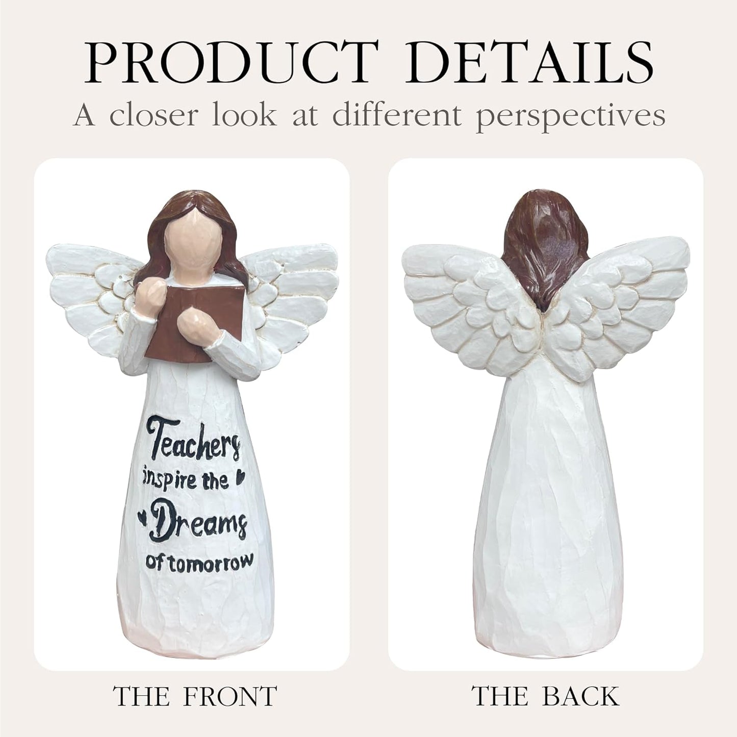 Teacher Appreciation Gifts, Thank You or Retirement Gifts for Women Teacher, Angel Hand-Painted Figurines Statue, 5.9 Inches Resin Doll Tabletop