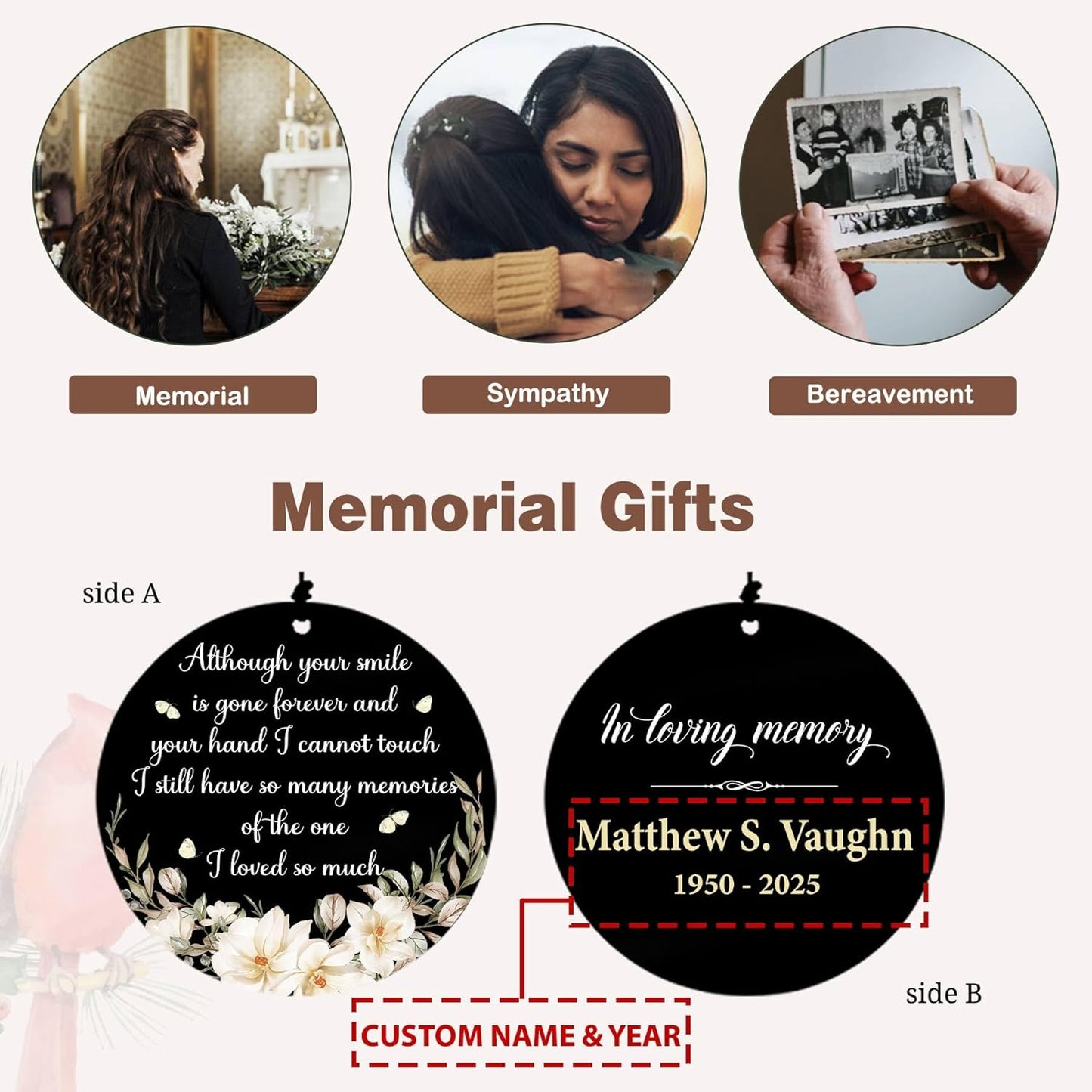 Personalized 36" Memorial Wind Chimes, Bereavement Gift to Honor a Loved One's Remembrance, Sympathy Gift for Loss of Mother Father Husband, for Outdoor Garden