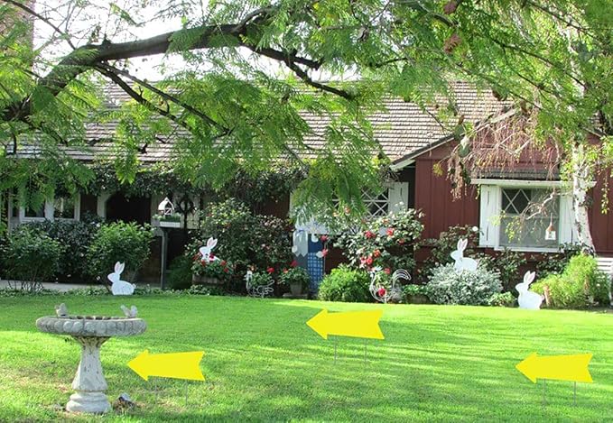 Yellow Arrow Signs with Stakes, 12Pcs - 17x6 Inches, Directional Signs for Real Estate, Garage Sales