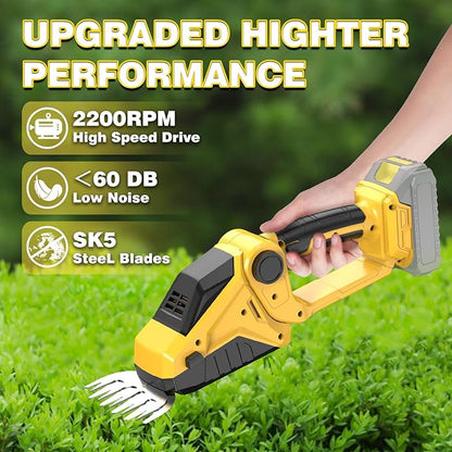 Cordless Hedge Trimmer for Dewalt 20V Battery(No Battery),2200RPM Cordless Mini Grass Shears,2 in 1 Handheld Electric Hedge Trimmer/Grass Cutter, Shrub Trimmer Bush Trimmer for Gardening,Lawn,Yard