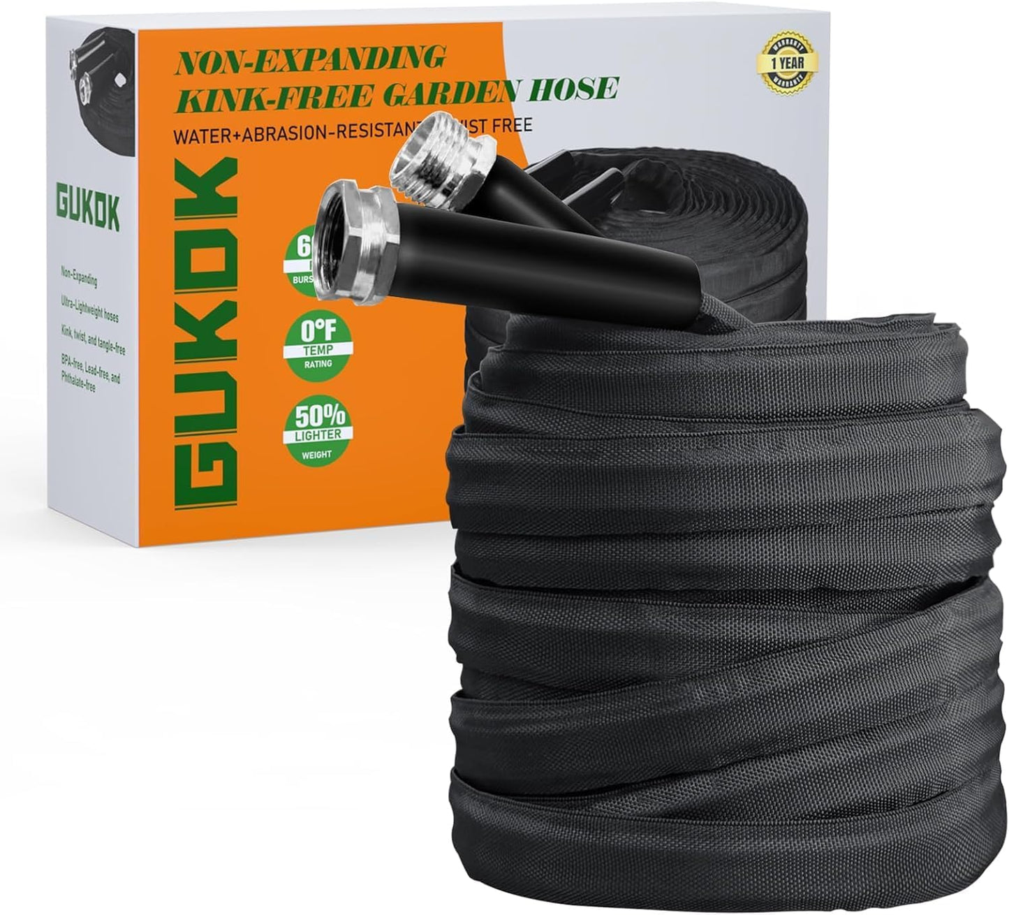 Garden Hose, Lightweight, Ultra Flexible, Durable, Kink-Free Garden Hose, RV, Marine and Camper Hose (50 FT)