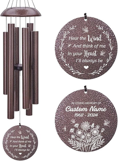 Personalized Wind Chimes, Wind Chimes for Loss of Loved Father/Mother/Lover, Commemorative Sympathy Bereavement Gifts for Condolences/Funeral (36 inch)
