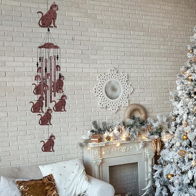 Cats Wind Chimes Outdoor/Indoor Decoration -Hand-Made Cats Wind Catcher, Music Wind Chimes, Cat Chimes, Blessing Wind Chime, Mobile Cat Wind Bells Gifts for Mom,Home,Balcony,Tree,Festival,Garden Decor