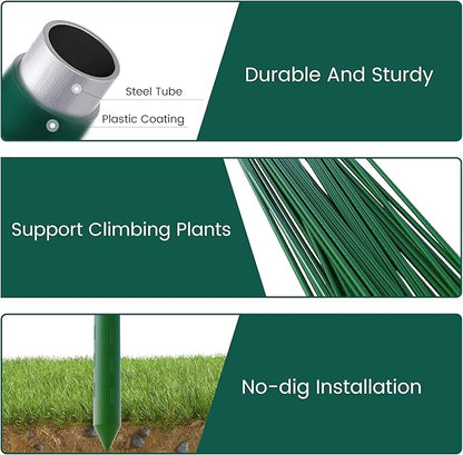 48 Inch 4 Ft Plant Support Garden Stakes 50 PCS, Sturdy Steel Plastic Coated Sticks for Outdoor Growing Climbing, Tomato, Trees, Cucumber, Beans