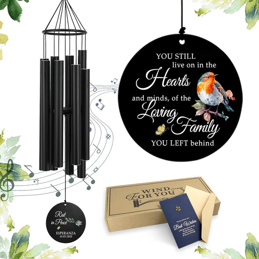 Personalized 36" Healing Memorial Wind Chimes for Outside, Bereavement Gift of Comfort for Loss of Mother, Father or Husband, A Soothing Remembrance for Your Garden and Patio