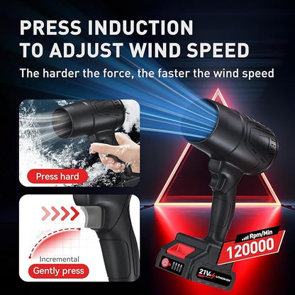 Leaf Blower Cordless with Battery, 20000RPM 150MPH, 2024 New Model & Portable, 21V*2 Pcs Li-ion Battery, Patio Cleaning, Lawn Care, Blowing Leaves and Dust, etc.