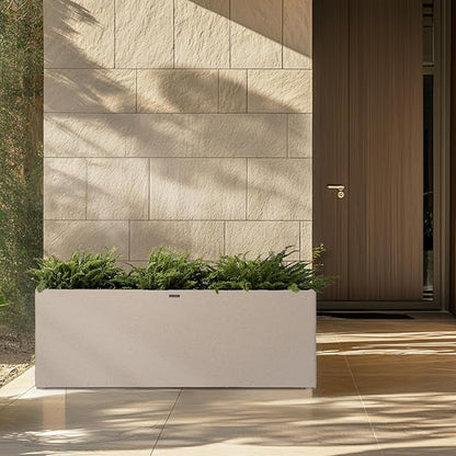 42 Inch Rectangular Concrete Planter（42Lx14Wx15H，58 Pounds）,Durable All-Weather Use with Drainage Holes,Large Rectangular Planter for Outdoor Indoor Plants