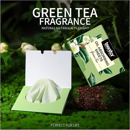 Teenitor Oil Blotting Sheets for Face, 2400 Sheets Oil Absorbing Sheets for Face, Green Tea Oil Absorbent Pads Oil Blotting Paper for Oily Skin, Face Oil Wipes Oil Sheets for Women Men, Large 10cmx7cm
