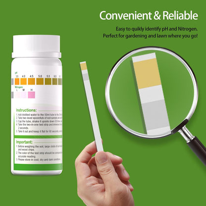 Soil pH Test Kits - 2 in 1 Soil Testing Kits with Test Tube - 100 Pcs Professional Test Soil pH & Nitrogen for Garden Lawn Yard Grass Home
