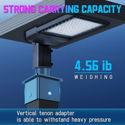 5" Square Mount Bracket for Parking Lot Light, 2-3/8" Heavy Duty Vertical Mounting Bracket Arm Rust-Proof Sturdy Poles Top Mount Tenon Adapter Slip Fitter for Outdoor Street Shoebox Area Light