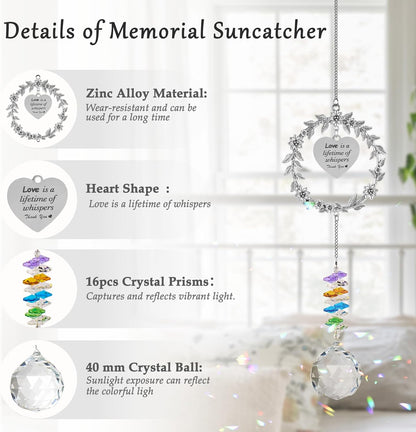 Memorial Gifts for Loss of Loved One,Clear Crystal Ball Grief Suncatcher,Rainbow Sympathy Bereavement Gifts,Idea for Loss of Mom Dad Baby Brother Friend Pet