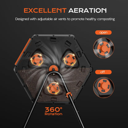 Compost Tumbler 22.5 Gallon/85L, Easy Assemble Compost Bin Outdoor, 360°Rotating Composter for Garden, Backyard, and Yard, Gifts for Seasoned Gardeners & Beginners-Green