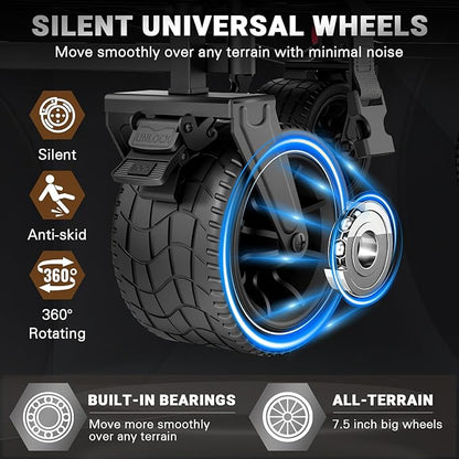 LEVELEVE Heavy Duty Folding Wagon - 2-in-1 Collapsible Cart, 650lb Capacity, All-Terrain Wheels w/Brakes & Side Pockets (Brown)