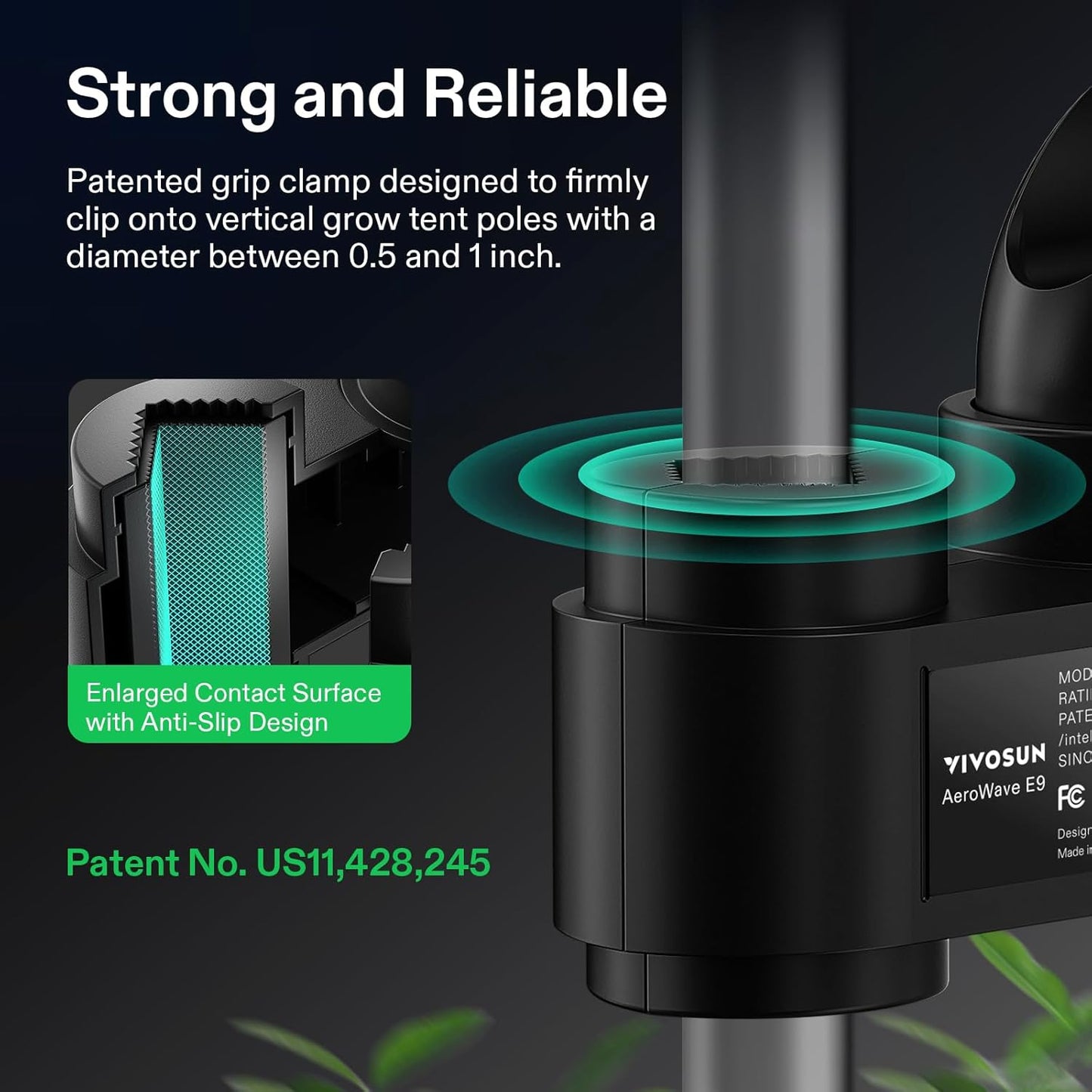 VIVOSUN AeroWave E9 Grow Tent Fan 9”, EC Motor, WiFi-Controllable, US Patented Auto Oscillating Clip fan, IP54 Weatherproof, Strong Airflow & Quiet for Hydroponic Ventilation Circulation, Black