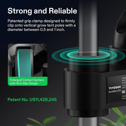 VIVOSUN AeroWave E9 Grow Tent Fan 9”, EC Motor, WiFi-Controllable, US Patented Auto Oscillating Clip fan, IP54 Weatherproof, Strong Airflow & Quiet for Hydroponic Ventilation Circulation, Black