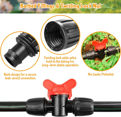 8 Pack Drip Irrigation Valve for 1/2 Inch Drip Tubing (1/2" ID x 0.65" OD)：1/2'' In-line Locked Barbed Ball Valve Drip Line Shut Off Valve Parts In Irrigation System for Garden