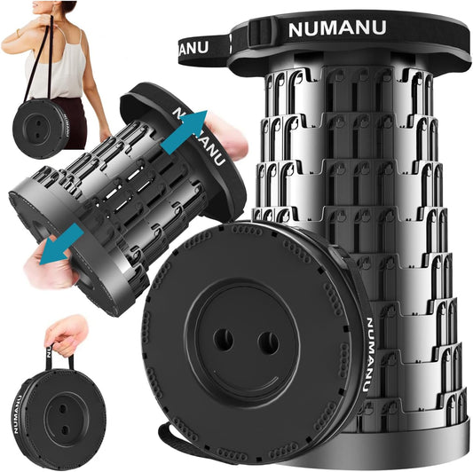 NUMANU 2025 Upgraded Collapsible Stool, 2.5"-18" Max 620lb Portable Folding Stool, Height Adjustable Retractable Telescopic Seat (1Pack Hard Seat)