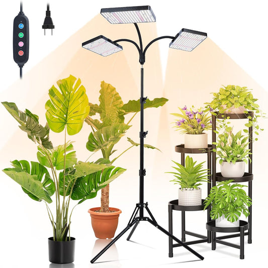 Grow Light with Stand, Orchbloom Grow Lights for Indoor Plants 75W, Natural Sunlight Full Spectrum Plant Growing Lamps for Houseplants & Bonsai Tree, 4/8/12 Hr Timer Plant Light Auto On/Off Everyday