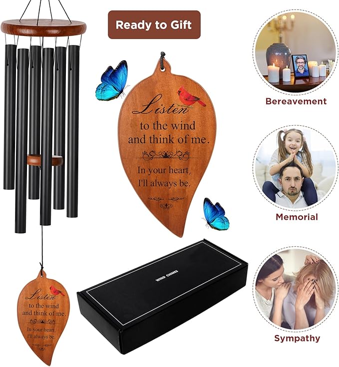 Sympathy Wind Chimes for Outside Deep Tone Windchimes Outdoors Memorial Wind Chimes for Loss of Loved One Mother Father Husband Wife Bereavement Memorial Gifts Sympathy Wind Chime Outdoor Patio Decor