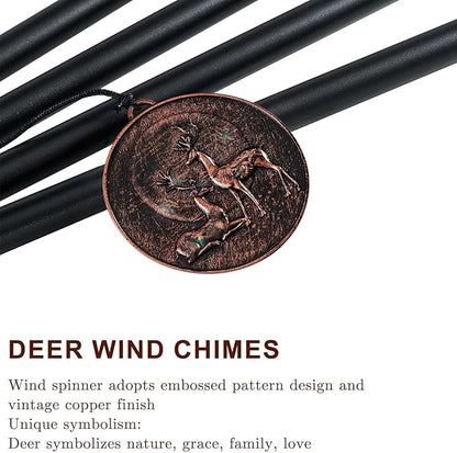 Wind Chimes for Outside, Vintage Deer Deep Tone Wind Chime Outdoor Clearance, Patio Porch Balcony Decoration, Garden Hanging Decor Gifts for Women Mom Grandma (32" Deer)
