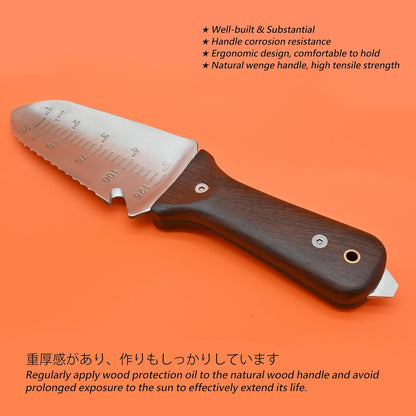 TONMA Hori Hori Garden Knife [Made in Japan] Heavy Duty Stainless Steel Japanese Hori Knife with Sheath Garden Tools, Natural Wenge Wood Handle, Full Tang, 5.5-Inch Blade