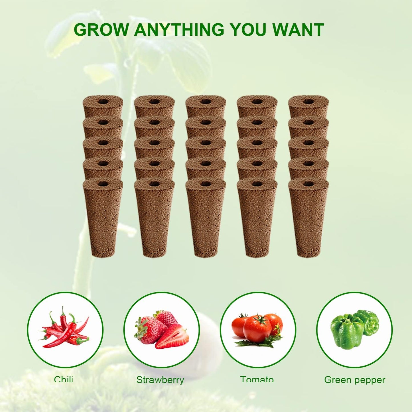 Seed Pods Kit for Hydroponics Growing System, Seed Starter Pods for Indoor Garden,Including 25pcs Replacement Square Grow Sponges, Grow Baskets and A&B Nutrients, Compatible with Idoo, QYO, LYKO