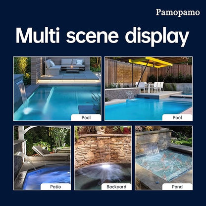 Pond Waterfall Spillway Pool Fountain Water Feature, Black Stainless Steel Outdoor Fountains, Swimming Pool Water Flow Waterfalls Kit for Garden Patio Ponds-23.6"x7.8"x3.9"(NO Light)