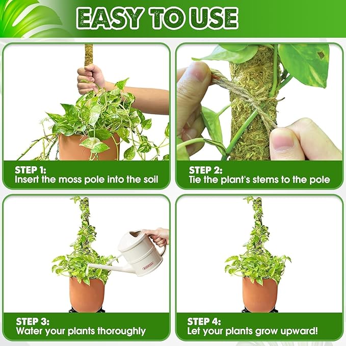 DUSPRO 52'' Forest Moss Pole for Plants, Forest Tall Moss Poles for Climbing Plants Monstera, Sphagnum Moss Stick for Monstera Plant Support, Handmade Plant Stakes for Indoor Plants Grow Upwards