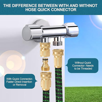 Garden Hose Quick Connect, Brass Hose Quick Connect fittinging, 3/4 Inch Heavy Duty Hose Connector, Leak-Proof, Easy to Install, Compatible with Standard Garden Hoses (4 Pack)