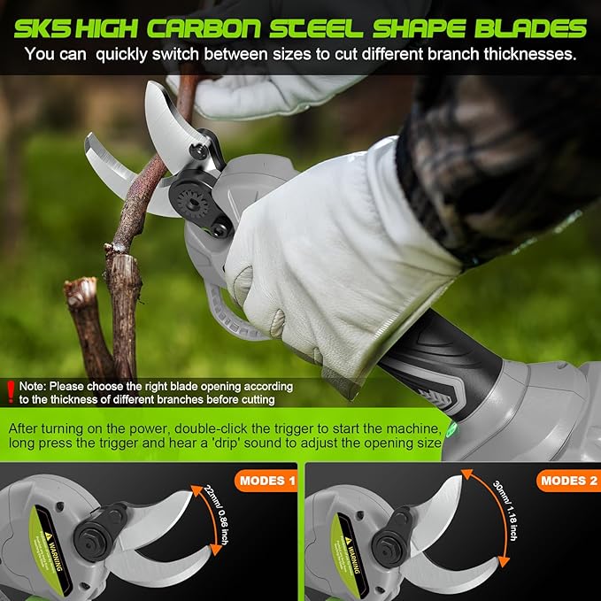 2 In 1 Pole Pruning Shears Cordless, Electric Pruning Shears with LCD Display, 8.8ft Extendable Pole for Tree Trimming, with 2 Pack 2000mAh Batteries and Goggles